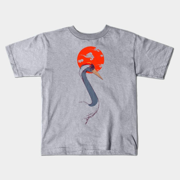 Japan Crane Kids T-Shirt by Hulkey